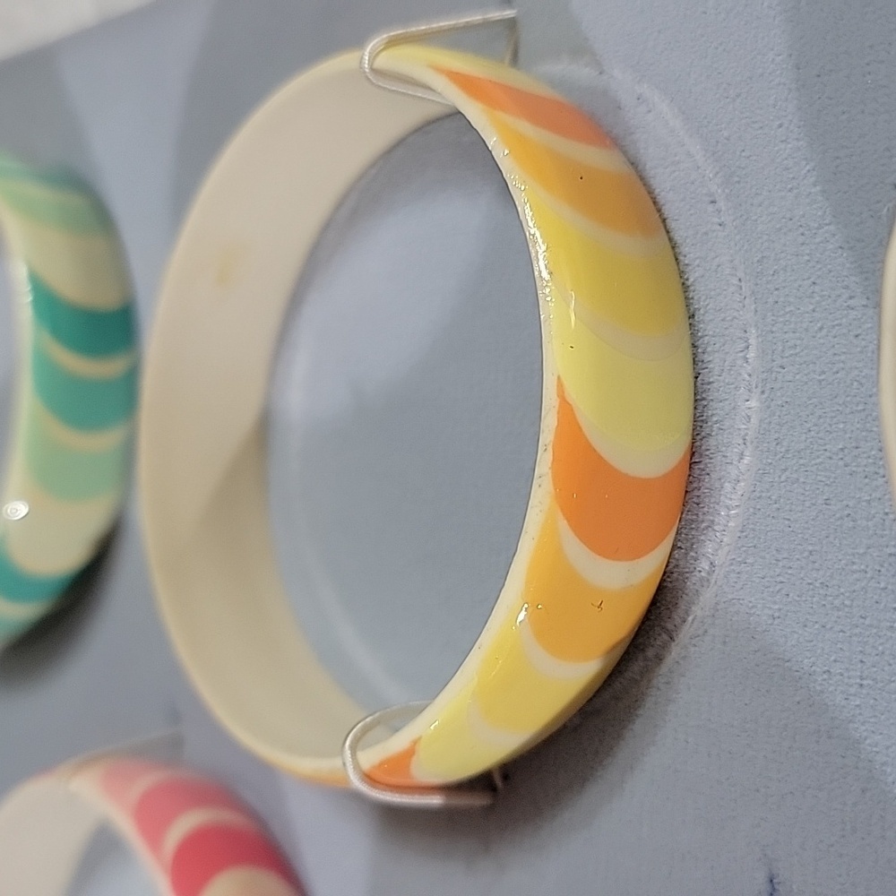 Cresent Design Multi-Color  Lucite Vintage Bracelets Set Of 5 - Picture 4 of 10